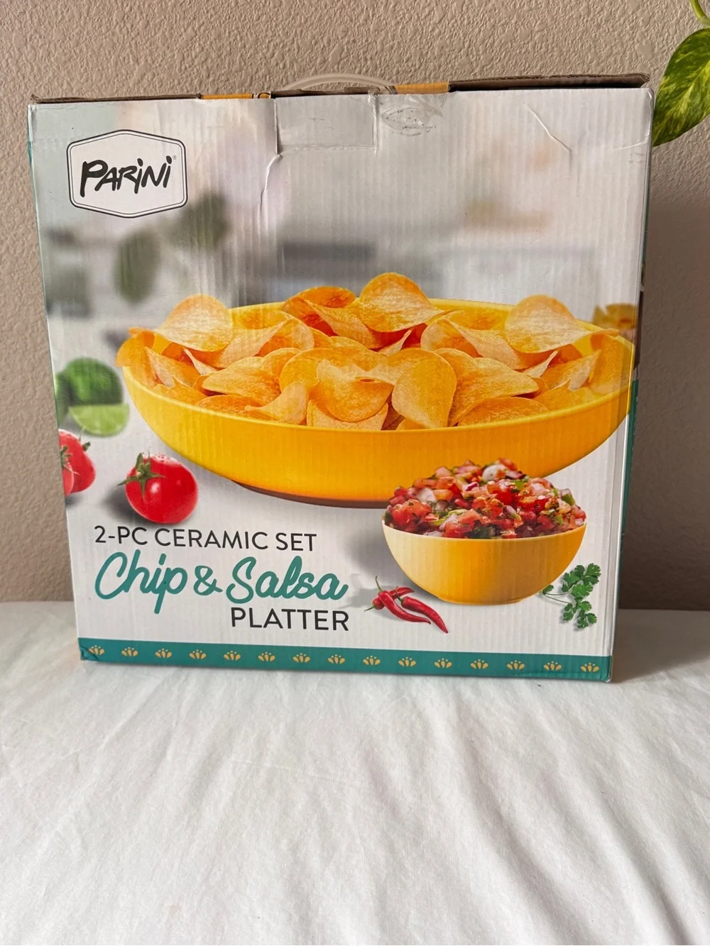 Yellow 2-Piece Ceramic Chip & Salsa Platter